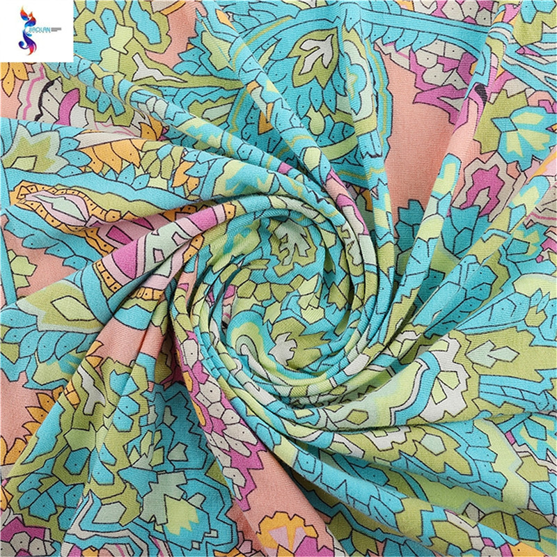 Hygroscopic and breathable fabric inventory supplier - rayon single print stock fabric
